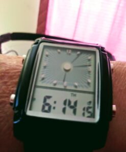 FANMIS Men's Rectangle Dial Sports Wrist Watches with 7 Colors Optional LED Backlight Multifunctional Alarm Stopwatch 12/24H Rubber Strap Watch Black 24 61cUARDUhZL