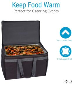Insulated Commercial Food Delivery Bag with Side Pockets - Professional Food Warmer Portable Catering Hot Cold Meals - Thick Insulation Cooler for Grocery Shopping - 23 inches x 15 inches x 14 inches 13 61cVtLY9vmL