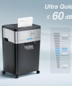 BONSEN Paper Shredder, 20-Sheet 60 Mins Nonstop Heavy Duty Paper Shredder for Office, 60dB Ultra Quiet Cross-Cut Shredder with 6.6 Gals Basket, Anti-Jam CD and Credit Shredder for Home Office (S3104) 20 61cYt5CWqNL