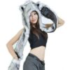 Grey Gray Wolf Anime Faux Animal Hood Hoods Mittens Gloves Scarf Paws Ears 67 61cZpS8Ix4L