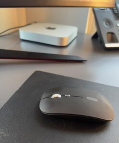 Uiosmuph LED Wireless Mouse, G12 Slim Rechargeable Silent Mouse, 2.4G Portable USB Optical Computer Mice with USB Receiver and Type C Adapter (Matte Black) Matte Black 43 61cZwmA6o0L