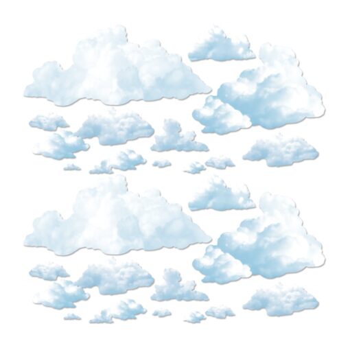 Beistle Realistic Fluffy Cloud Plastic Wall Decor, 24 Ct, White/Blue 1