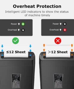 Bonsaii 12-Sheet Cross Cut Paper Shredder, 5.5 Gal Home Office Heavy Duty Shredder for Paper, Credit Card, Mails, Staples, with Transparent Window, High Security Level P-4 (C275-A) 1 2 Sheet 5-Minute 22 61ckVosuYUL