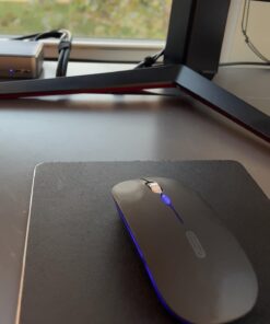 Uiosmuph LED Wireless Mouse, G12 Slim Rechargeable Silent Mouse, 2.4G Portable USB Optical Computer Mice with USB Receiver and Type C Adapter (Matte Black) Matte Black 44 61ckvKY3FL
