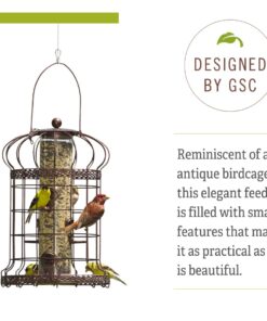 Gardener's Supply Company Edwardian Cage Bird Feeder | Sturdy Squirrel-Proof Outdoor Hanging Hummingbird Feeder with 6 Feeding Ports | Best for Finches & Other Small Birds 12 61cnpY4BQZL