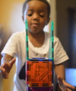 Playmags Magnetic Tiles for Kids, 60 Pc Magnet Blocks with ABC Click-ins, STEM Development Building Toys for Boys Girls & Toddlers 60 Pcs Magnetic Tiles Set 22 61co8Gq02 L