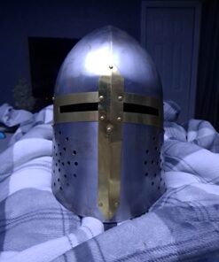 Deco 79 Metal Medieval Knight Crusader Helmet, 9" x 9" x 13", Silver 9" x 9" x 13" 24 61cotD8fQuL