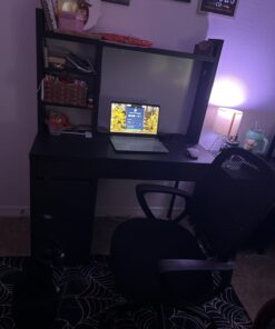 SMUG Office Computer Desk Chair, Ergonomic Mid-Back Mesh Rolling Work Swivel Task Chairs with Wheels, Comfortable Lumbar Support, Comfy Arms for Home, Bedroom, Study, Dorm, Student, Adults, Black Modern 45 61cpVF3n4fL