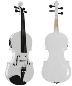 Alternative view of Cecilio 4/4 CVNAE-White Ebony Fitted Acoustic/Electric Violin in Pearl White(Full Size)