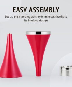 CO-Z Standing Ashtray for Outdoor Patio, Cigar Ashtrays for Cigarette Butt Receptical with Detachable Container, Contemporary Retro Ash Tray Sets for Weed 22 in. Height, Red 17 61czQCRR6gL