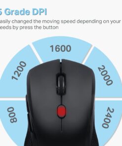 E-YOOSO Wireless Mouse, USB Cordless Computer Mouse, 18 Months Battery Life, 6 Button Wireless Mouse, 5 Adjustable DPI, 2.4G Portable Wireless Optical Mice for Windows, Mac, Linux, Chromebook(Black) Black 11 61d 8l2amdL