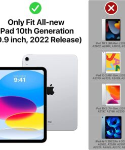 Alternative view of BMOUO iPad 10th Generation Case, iPad 10.9 2022 Case - with Screen Protector, 360 Rotating Stand & Pencil Holder & Hand & Shoulder Strap Shockproof Kids Case for iPad 10th Generation 10.9” 2022, Blue