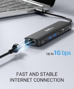 USB C Hub 4K 60Hz, Dockteck 7-in-1 USB C PD Ethernet Hub Dongle with 4K 60Hz HDMI, 1Gbps Ethernet, 100W PD, 2 USB 3.0, SD/Micro SD for MacBook Air/Pro M1 2020, iPad Pro 2021, iPad Mini 6 and More 25 61d0l5RilUL