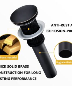 Yodel Faucet Bathroom Sink Drain Stopper Pop up Drain Without Overflow for Vessel Sink Lavatory Vanity,Oil Rubbed Bronze No Overflow Oil Rubbed Bronze 14 61dAR2uomXL