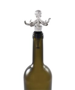 Twine Octopus Wine Bottle Stopper, Keep Wine Fresh, Fits Standard Bottles, Metal, Rubber Seal, Silver, Set of 1 14 61dDFlwtGLL