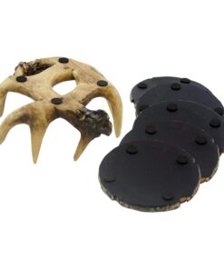 Pine Ridge Deer Antler Drink Coaster Set of 4 Old West Decor - Home Table Beverage Coaster with Holder - Drink Glass Holder with Outdoors Rustic Cabin Theme Deer Antler Coasters 23 61dEW6E7ipL