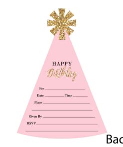 Big Dot of Happiness Chic Happy Birthday - Pink, Black and Gold - Shaped Fill-In Invitations - Birthday Party Invitation Cards with Envelopes - Set of 12 11 61dIAF ZR7L