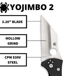 Spyderco Yojimbo 2 Specialty Tactical Knife with 3.2" CPM S30V Steel Black Wharncliffe Blade and Durable Black G-10 Handle - PlainEdge - C85GP2 Steel Blade 35 61dIxTsxh L