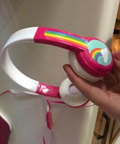 BuddyPhones Explore+, Volume-Limiting Kids Headphones, Built-in Audio Sharing Cable with in-Line Mic, for Kindle, iPad, iPhone, or Android, Rose Pink 20 61dJ8I4HUL