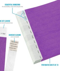 WristCo Purple Tyvek Wristbands for Events - 500 Count - Comfortable Tear Resistant Paper Bracelets ID Wrist Bands for Concerts Festivals Admission Party Identification 13 61dJnQR2uL