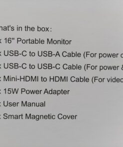 WUAWE 16" Portable Monitor, 1920x1200P 16:10 Full HD USB C HDMI Travel Monitor for Laptop, External Second Computer Monitor with HDR Freesync Low Blue Light for PC MacBook Phone PS5 Xbox Switch 23 61dKrcEAE L