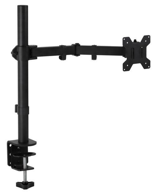 Mount-It! Single Monitor Arm Mount | Desk Stand | Full Motion Height Adjustable Articulating Tilt | Fits 19 21 24 27 29 30 32 Inch VESA 75 100 Compatible Computer Screen | C-Clamp and Grommet Base