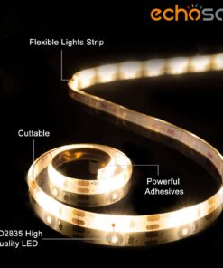 echosari Battery Powered Led Strip Lights with Remote Warm White, 8 Modes, Dimmable, Timer, Self-Adhesive, Cuttable, Waterproof, 9.8FT 90Led Strip Lights for TV Kitchen Cupboard Bedroom Decor 23 61dMUGLd L