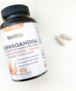 NutriRise Organic Ashwagandha Root Capsules with Black Pepper, 1300mg, Natural Stress & Mood, Thyroid, and Immune Support Supplement, Nootropic for Focus & Energy, Gluten Free, 120 Count 30 61dMYBDbVJL 2