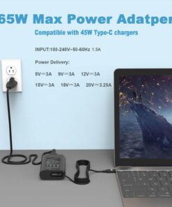 Alternative view of 65W 45W USB C Laptop Charger for Dell Latitude 5420 7420 5520 5430 5530 7430 7330 5540 7400 7410 7320 5320 2in1 Power Cord,Dell Computer Type C AC Adapter for XPS 13 7390 9305 9310 Chromebook 3100