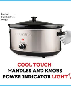 Courant Oval Slow Cooker Crock, with Easy Options 7 Quart Dishwasher Safe Pot, Stainless Steel Oval Slow Cooker with 7 Quart Crock 14 61dMuOegqfL