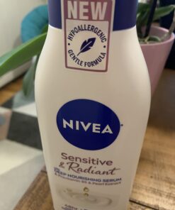 Nivea Sensitive and Radiant Body Lotion for Sensitive Skin, Unscented Body Lotion With Hypoallergenic Formula, 16.9 Fl Oz Pump Bottle 42 61dMzEGQb4L
