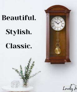 Pendulum Wall Clock Battery Operated - Large Hanging Grandfather Wall Clock with Pendulum - Quiet Wood Pendulum Clock - Wooden Wall Clock for Living Room Decor, Office & Home Décor Gift 27x11 Medium Wood 20 61dQ0NJhzQL 2