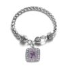 Inspired Silver - Silver Square Charm Bracelet with Cubic Zirconia Jewelry Fibromyalgia Awareness 17 61dRR8q8heL