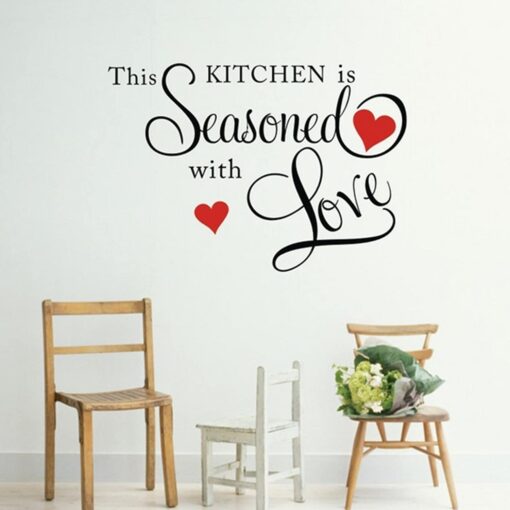 Picniva This Kitchen is Seasoned with Love Wall Quote Sticker Black 15'' X 22''