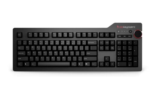 Das Keyboard 4 Professional Wired Mechanical Keyboard, Cherry MX Blue Mechanical Switches, 2-Port USB 3.0 Hub, Volume Knob, Aluminum Top (104 Keys, Black) Clicky Tactile - Cherry MX Blue Switches Professional w/ USB 3 Hub