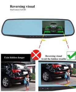 Car DVR Rear View Mirror Video Recroder 4.3" inch Back Up Car Camera Dual Lens Cam Night Vision Front and Rear Backup Reverse Security for Car 20 61dYgmTwWJL