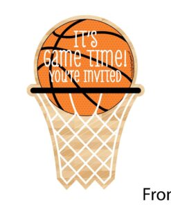 Alternative view of Big Dot of Happiness Nothin' but Net - Basketball - Shaped Fill-in Invitations - Baby Shower or Birthday Party Invitation Cards with Envelopes - Set of 12