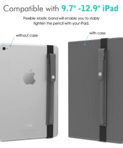 MoKo Pencil Case Fit Apple Pencil (USB-C), Apple Pencil 1st/2nd Generation, Elastic Band Detachable Stylus Pens Pocket Protective Pouch for 9.7"-12.9" Tablet, Space Gray 46 61dZsYVexrL