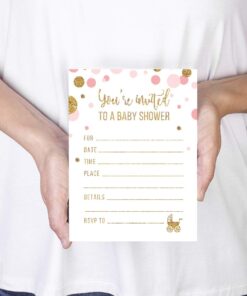 Andaz Press Blush Pink Gold Glitter Girl Baby Shower Party Collection, Games, Activities, Decorations, Blank Invitations with Envelopes, 20-pack Invitations Baby Blank 11 61dc4eIJE7L