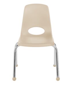 Factory Direct Partners 10363-SD 14" School Stack Chair, Stacking Student Seat with Chromed Steel Legs and Ball Glides for in-Home Learning or Classroom - Sand (6-Pack) 14 inch 22 61dcfwObIdL