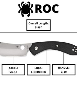 Spyderco Roc Specialty Folding Utility Pocket Knife with LinerLock Mechanism - 3.10" VG-10 Stainless Steel Cleaver Style Blade and Black Textured G-10 Handle - PlainEdge - Everyday Carry - C177GP 12 61ddzJ0Z2TL