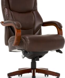 La-Z-Boy Delano Big & Tall Executive Office Chair, High Back Ergonomic Lumbar Support, Bonded Leather, Brown 45 61dgNSn5XrL 1