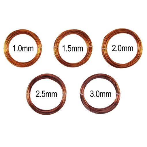 Bonsai Training Wire in Solid Enameled Copper - Set of 5 Sizes - 1.0mm, 1.5mm, 2.0mm, 2.5mm, 3.0mm