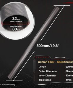 ARRIS 14mm Carbon Fiber Tube, 14mm x 12mm x 500mm 3K Roll Wrapped 100% Hollow Carbon Round Tubes Matt Surface for RC Airplane Quadcopter (2PCS) 14x12x500MM 2 PCS 11 61dk3A6zElL
