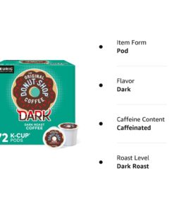 The Original Donut Shop Dark Keurig Single-Serve K-Cup Pods, Dark Roast Coffee, 72 Count (6 Packs of 12) 12 Count (Pack of 6) 27 61dkNPyZnQL