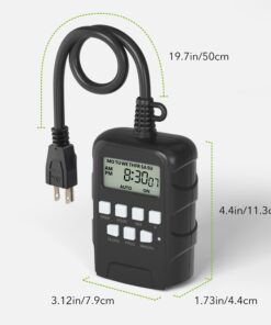 BN-LINK 7 Day Outdoor Heavy Duty Digital Programmable Timer BND/U78, 125VAC, 60Hz, Dual Outlet, Weatherproof, Heavy Duty, Accurate For Lamps Ponds Christmas Lights 1875W 1/2HP ETL Listed 29 61doogEBajL