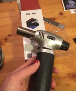 Ideapro Butane Torch, Refillable Kitchen Torch Lighter Culinary Blow Torch with Security Lock and Adjustable Flame for Creme Brulee,BBQ,Desserts,Baking and welding Black 17 61dps1YRFjL