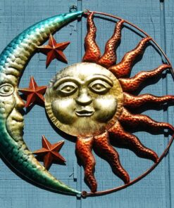 Collections Etc Artistic Sun and Moon Metal Wall Art for Indoors or Outdoors with Rustic Finish, Brown 26 61droI1IJcL