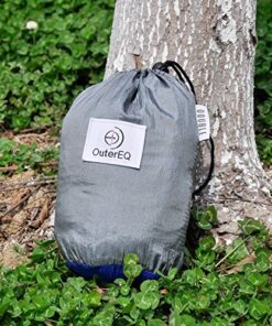 OuterEQ Portable Parachute Nylon Fabric Travel Camping Hammock Blue/Grey Approx 275cm x 140cm 12 61dsvnSm7nL
