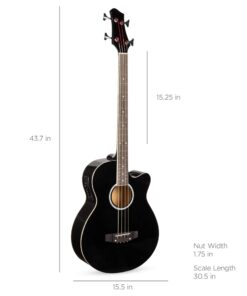 Best Choice Products Acoustic Electric Bass Guitar - Full Size, 4 String, Fretted Bass Guitar - Black 26 61dv0v2fK8L